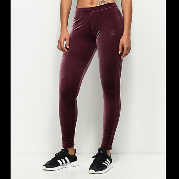 adidas | Pants u0026 Jumpsuits | Adidas Maroon Velvet Leggings | Poshmark